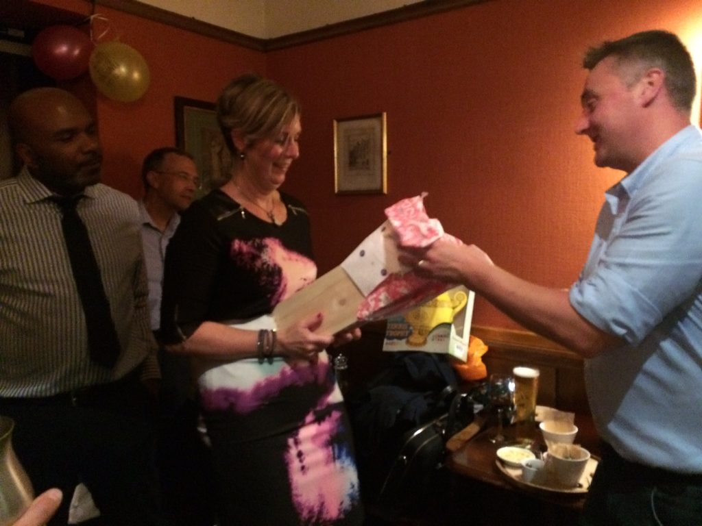 A great evening spent at Kerry's leaving party where we said goodbye in the usual SIP style. Lots of toasting and tears and presents for everyone!
